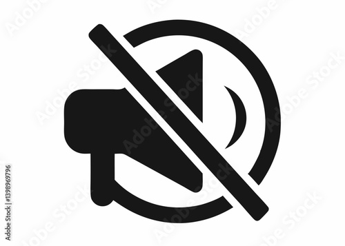 Silent Symbol: A bold black icon representing silence or muteness, perfect for digital interfaces and signifying a need for quiet.