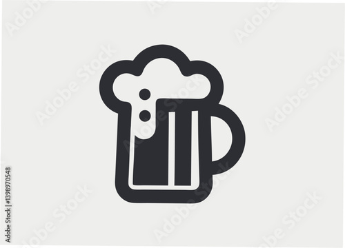 Craft Beer Icon: A minimalistic icon of a beer mug brimming with foamy refreshment, celebrating the quintessential moment of relaxation.