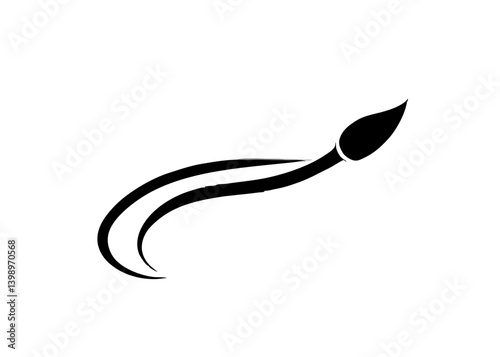 Creative Stroke: A minimalist black silhouette of a paintbrush elegantly creating an artistic stroke, representing creativity and artistry.