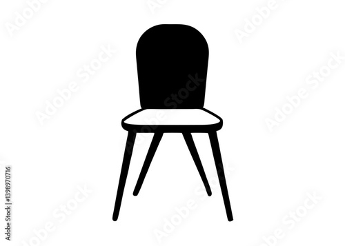 Chair Silhouette: A minimalist silhouette of a classic chair stands alone, its elegant form and simple lines suggesting timeless design and functionality, ready to furnish any space.