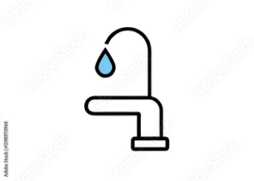 Faucet and Droplet: A minimalist illustration of a faucet with a single, captivating water droplet, embodying themes of conservation, freshness, and the vital essence of life.