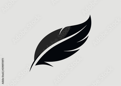 Elegant Silhouette: A pristine, detailed studio shot features a sleek, glossy, black feather against a backdrop.