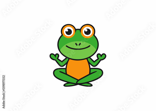 Meditative Frog in Greenery: An adorable frog practices meditation with serenity in a serene environment, embodying peace and mindfulness with a touch of playful charm.