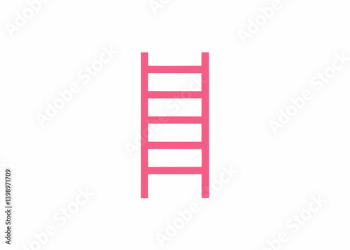 Pink Ladder Icon: A minimalist illustration of a pink ladder, symbolizing progress and reaching new heights, isolated against a clean background.