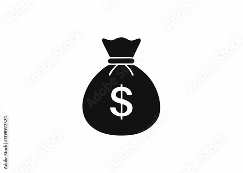 Money Bag Silhouette: A sleek, high-contrast image of a tied money bag, a timeless emblem of wealth and financial success, offering a visually striking representation.