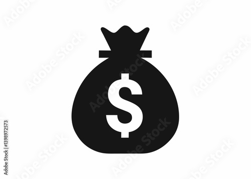 Wealth Icon: A simplistic icon represents a full money bag, the embodiment of wealth, prosperity, and financial abundance. It is an ideal image for business, financial concepts and economics.