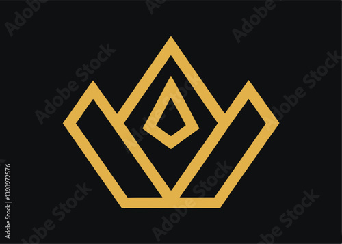 Abstract Crown: A modern, minimalist crown logo design against a bold black backdrop, perfect for branding and luxury concepts.