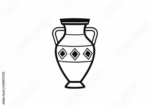 Elegant Amphora: A monochrome line drawing of a beautifully crafted amphora, an ancient vessel, exuding a sense of history and artistry.