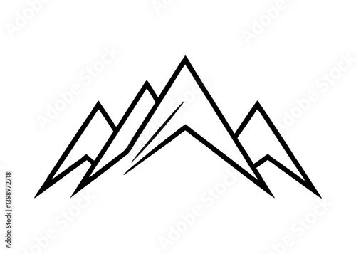 Mountain Range Outline: An artistic, minimalist illustration depicts a striking mountain range, perfect for evoking a sense of adventure and the grandeur of the natural world.
