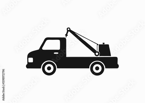 Towing Truck: A silhouette of a robust tow truck, rendered in striking detail against a stark backdrop, conveys a sense of readiness and service, perfect for themes of roadside assistance.