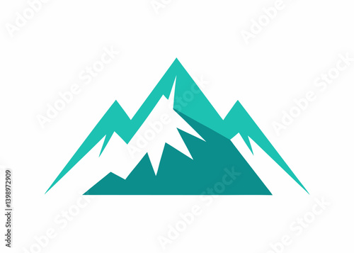 Mountain Icon: A minimalist illustration of towering mountain peaks against a clear sky, symbolizing adventure, nature's beauty, and exploration.