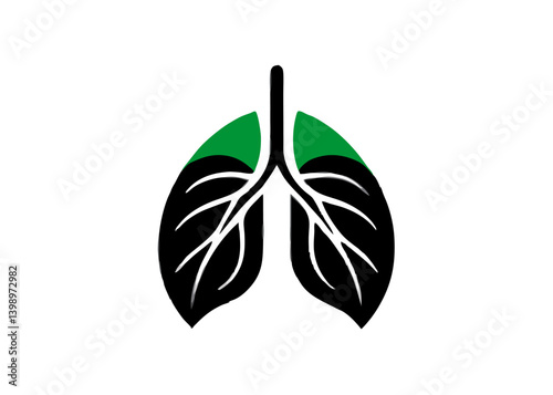 Breath of life: A symbolic representation of lungs takes on a leafy form, seamlessly blending nature and health into a simple yet powerful visual