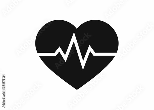 Heartbeat of Well-being: A stark, monochromatic image of a stylized heart, interwoven with a bold waveform, symbolizing the vital pulse of life and the essence of health and wellness. 