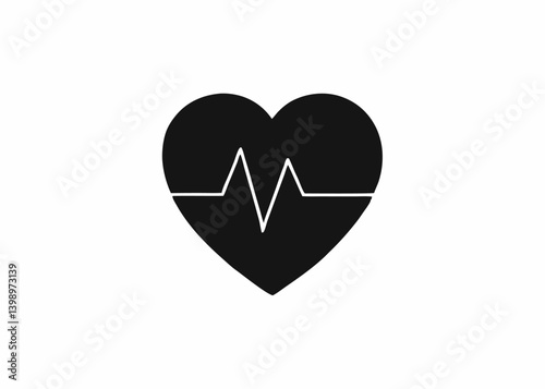 Heartbeat Pulse of Life: A stark, graphic representation of a heart and its vital pulse, symbolizing life's essential rhythm and health.