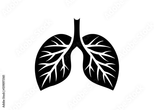 Lung Silhouette: A simple yet impactful image of a human lung silhouette, showcasing the vital organ's form and function, with clear emphasis on the bronchial structure. 