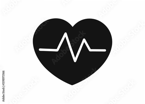 Heartbeat of Well-being: A striking monochrome emblem of a heart, boldly displaying the dynamic rhythm of life's vitality, serves as a powerful symbol of wellness and health.