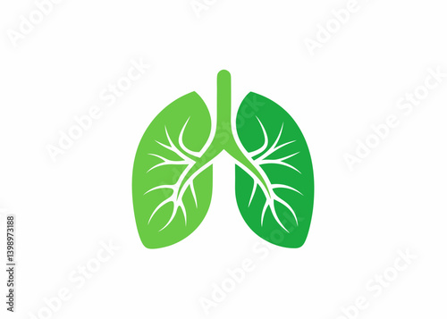Eco-lungs: A symbolic representation of the lungs formed by green leaves, signifying the vital connection between nature and respiratory health.