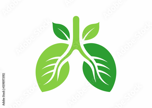 Green lungs symbol: The human respiratory system is transformed into an inspiring visual of verdant leaves. It speaks of the harmonious integration of wellness and environmental sustainability.