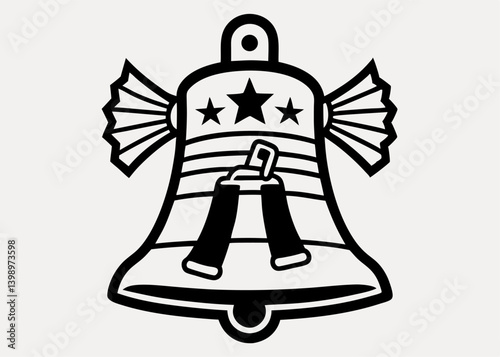 Liberty Bell Icon: A stylized icon of the Liberty Bell, a symbol of freedom, independence, and American heritage. The bell's classic shape, cracked design.