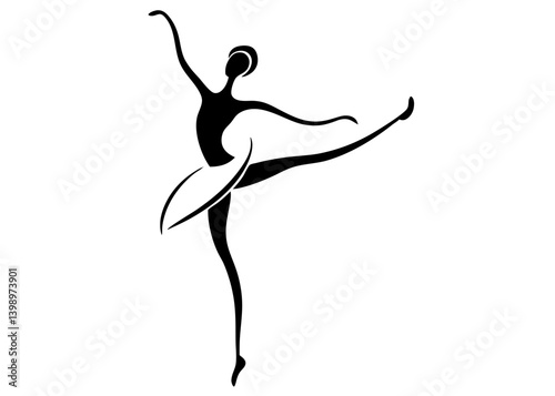 Graceful Ballet Silhouette: A minimalist illustration of a ballet dancer, showcasing elegance and fluidity in a monochromatic artistic representation.