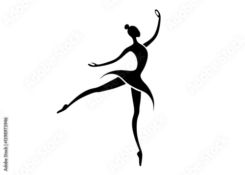 Graceful Dance: Silhouette of a ballerina in a classic pose. Captured in stunning high contrast, this image features a graceful ballerina, performing a ballet dance.
