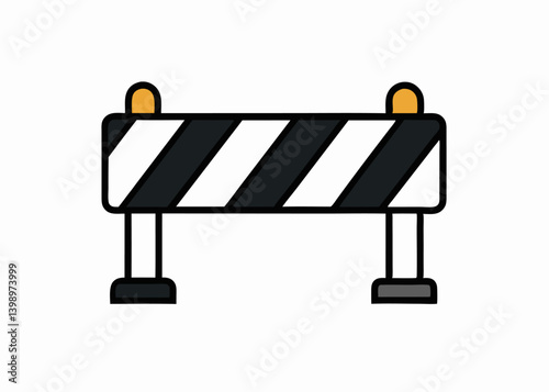 Construction Zone Obstacle: A clear illustration of a construction barricade, rendered in a clean, illustrative style and essential for indicating road work or hazards. 