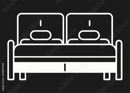 Cozy Slumber: An illustration that shows a minimalist design, featuring two people sleeping comfortably on a plush sofa in a dimly lit setting, it's the essence of comfort and relaxation.