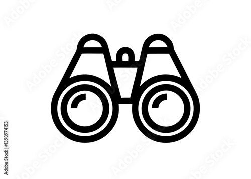 Binoculars illustration: Close-up of Binoculars illustration isolated, presenting a minimalist and modern design that is useful for conveying themes of vision and exploration.