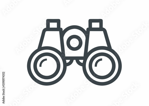 Binoculars icon: A detailed icon showcasing a pair of binoculars, offering a glimpse into the world of exploration and discovery, perfect for travel, birdwatching.