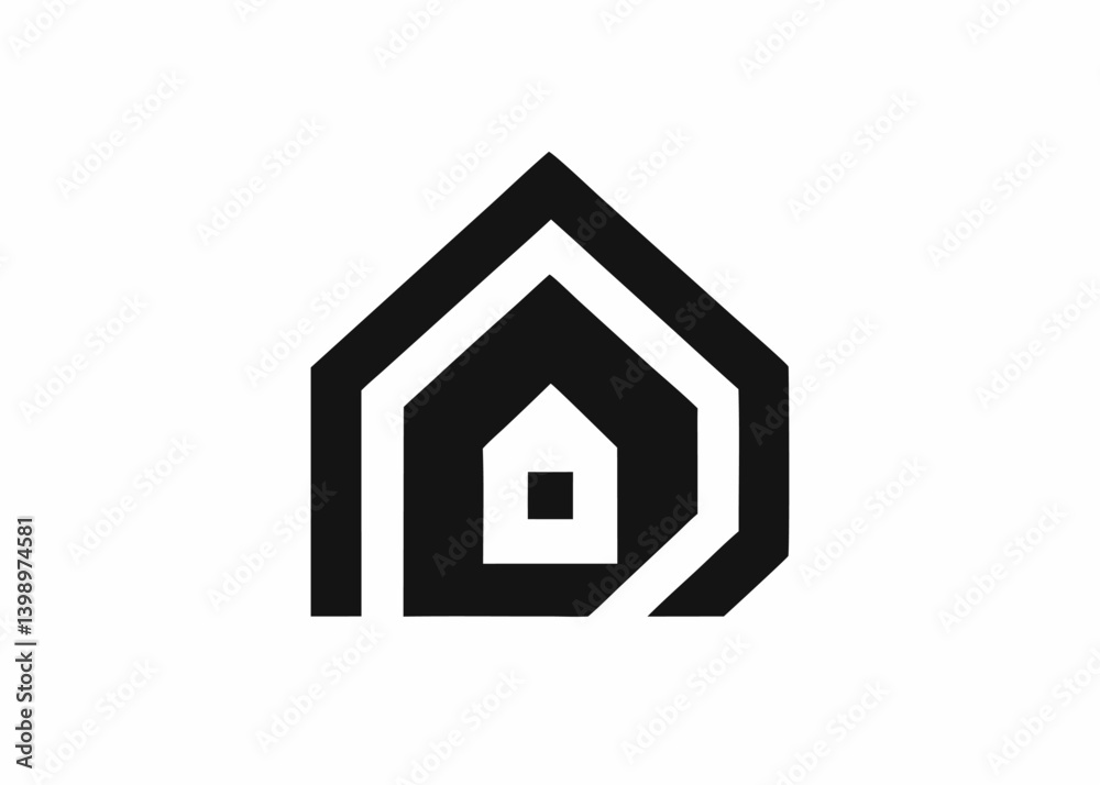 Architectural Abstract: A minimalist graphic illustration, a bold design that embodies the essence of a dwelling, its geometric form suggesting a sanctuary of comfort and security. Architectural Abstract: A minimalist graphic illustration, a bold design that embodies the essence of a dwelling, its geometric form suggesting a sanctuary of comfort and security.