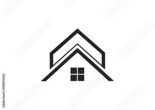 Home Silhouette: A minimalist, geometric silhouette of a home, using clean lines to create a modern, simple design of house.