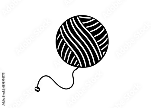 Yarn Ball Illustration: An artistic rendering of a yarn ball, depicted in a clean, minimalist style, symbolizing craft, knitting, and the cozy world of handmade textiles.