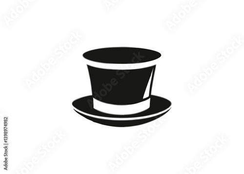 Elegant Top Hat: A classic black top hat, rendered in stark monochrome, conveys a sense of sophistication and timeless style. The perfect accessory for any occasion.