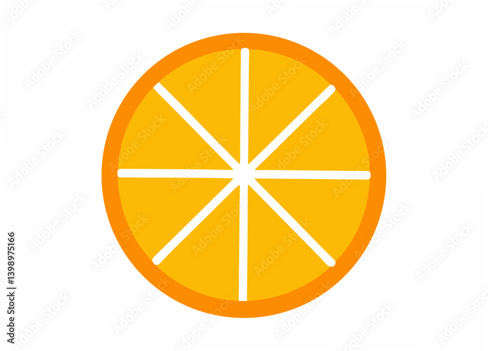 Orange Slice: This vibrant image showcases a perfectly sliced orange, revealing its juicy segments in a bright and inviting display. A simple yet eye-catching design, ideal for culinary themes. Orange Slice: This vibrant image showcases a perfectly sliced orange, revealing its juicy segments in a bright and inviting display. A simple yet eye-catching design, ideal for culinary themes.