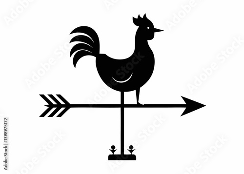 Weather Vane Silhouette: A classic weather vane silhouette featuring a rooster perched atop an arrow, indicating the direction of the wind.