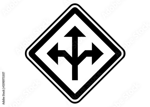 Directional Crossroads: A clear, high-contrast illustration of a directional crossroads sign, signaling the option of three distinct paths ahead.