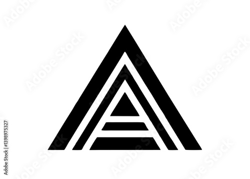 Geometric Harmony: A minimalist composition featuring a bold, black, geometrically precise abstract shape, presenting a modern aesthetic and symbolic meaning.