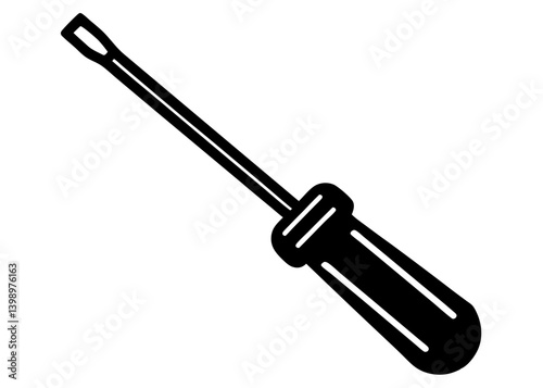 Screwdriver Silhouette: A simple, high-contrast silhouette of a common screwdriver, its sleek design and essential form highlighting the power of simplicity.