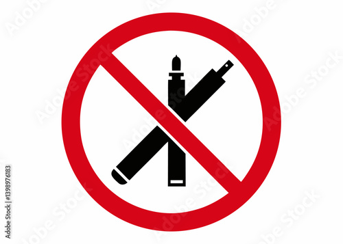 Vaping Prohibition: A clear and concise visual warning against vaping, symbolized by an emblematic icon of an e-cigarette crossed out within a red circle.