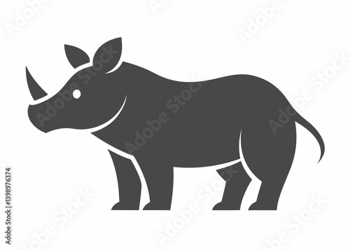 Rhino Silhouette: A majestic rhinoceros stands proudly in a detailed silhouette, its horn and robust form vividly depicted against the backdrop.