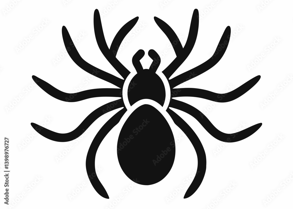 Spider Icon: A stark monochrome silhouette of a spider, presented in a bold and graphic style. perfect for conveying concepts of nature, arachnids, or even halloween. Spider Icon: A stark monochrome silhouette of a spider, presented in a bold and graphic style. perfect for conveying concepts of nature, arachnids, or even halloween.