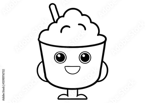 Sweet Treat with a Smile: A charming and playful illustration of a dessert cup, a delightful visual treat that exudes happiness and sweetness.