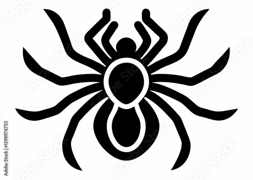 Spider Silhouette Illustration: A stark, black silhouette of a spider, its legs spread and body prominent, captured with graphic clarity.