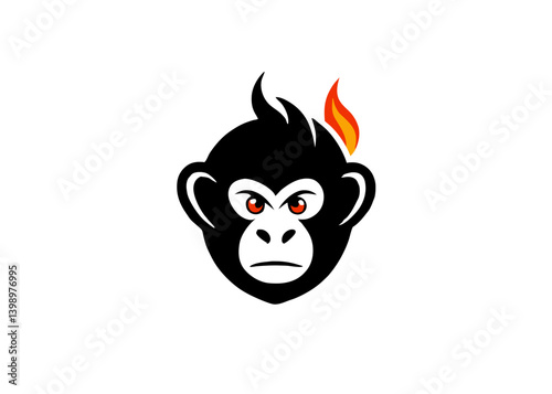 Angry Monkey Logo: A Fierce Cartoon Monkey with Burning Hair, a dynamic emblem of determination and power. Its determined expression and blazing hair convey resolve and power.