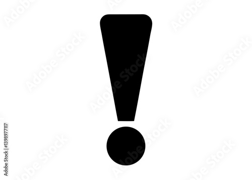 Attention Alert: A bold black exclamation point isolated against a simple background, symbolizing urgency, emphasis, or a call to action, perfect for conveying important information.