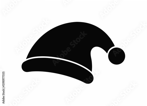 Santa's Festive Cap Silhouette: A simple silhouette of a Santa Claus hat, the iconic symbol of holiday cheer and festive spirit, embodying the joy of Christmas and the anticipation of the season.