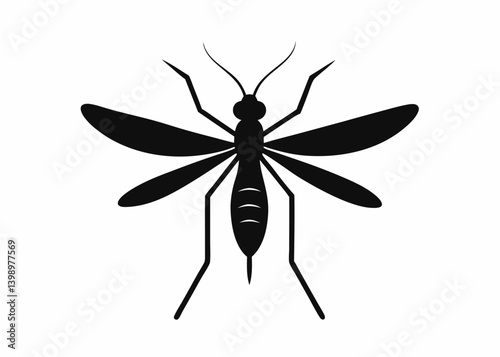 Mosquito silhouette: A minimalist illustration of a mosquito, showcasing its sleek silhouette, capturing its delicate yet potent form in a striking visual.
