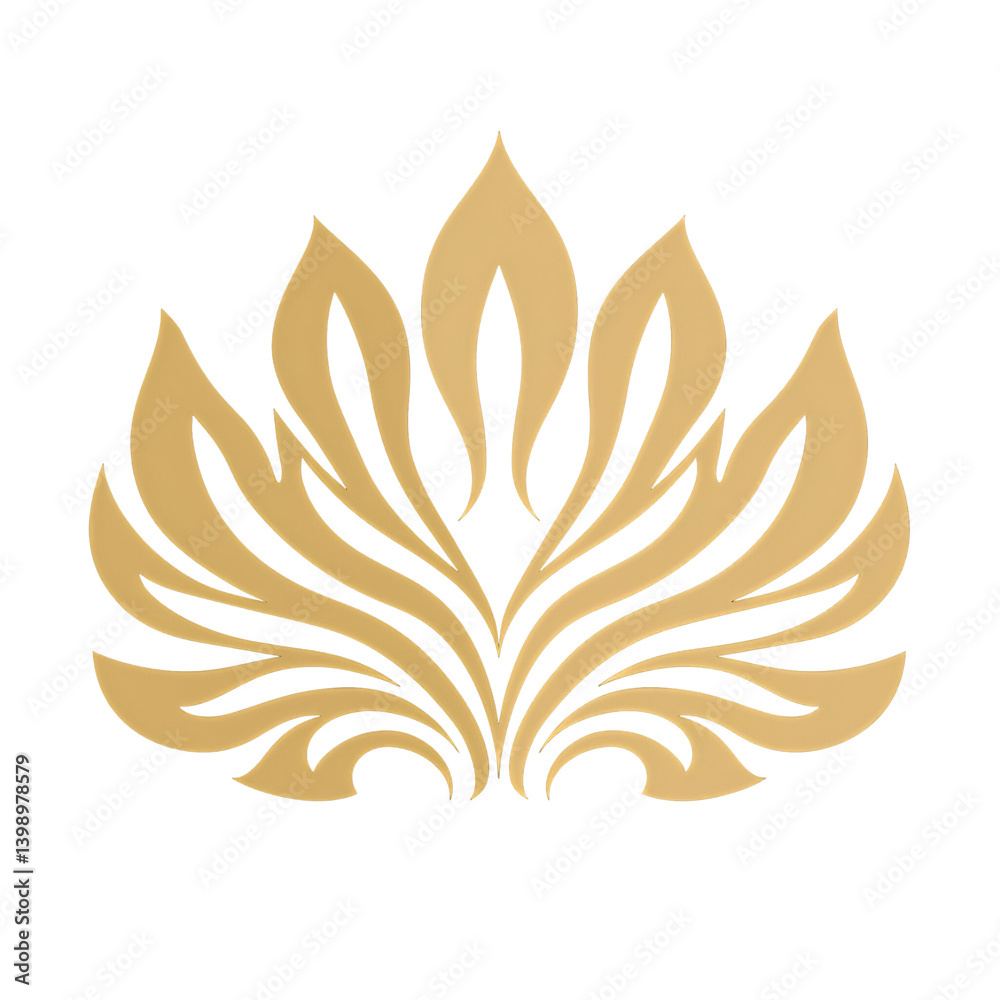 Elegant Floral Abstract Design in Gold with Intricate Petals and Symmetrical Patterns on a Transparent Background Elegant Floral Abstract Design in Gold with Intricate Petals and Symmetrical Patterns on a Transparent Background