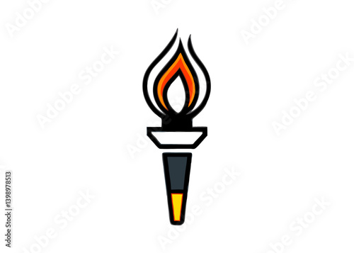 Torch of Enlightenment: A bold and radiant flame rises from a stylized torch, symbolizing knowledge, illumination, and the pursuit of excellence, perfect for educational or motivational themes.