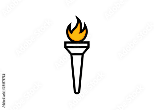 Torch of Triumph: An illustration of a vibrant, flaming torch against a minimalist background, symbolizing enlightenment and guidance.
